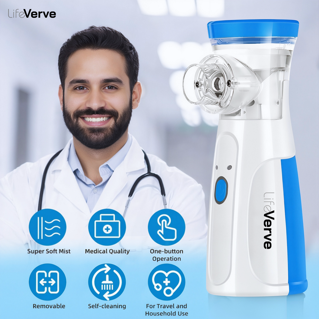 LifeVerve Portable Mesh Nebulizer – Silent, USB Rechargeable Inhaler for Adults & Kids