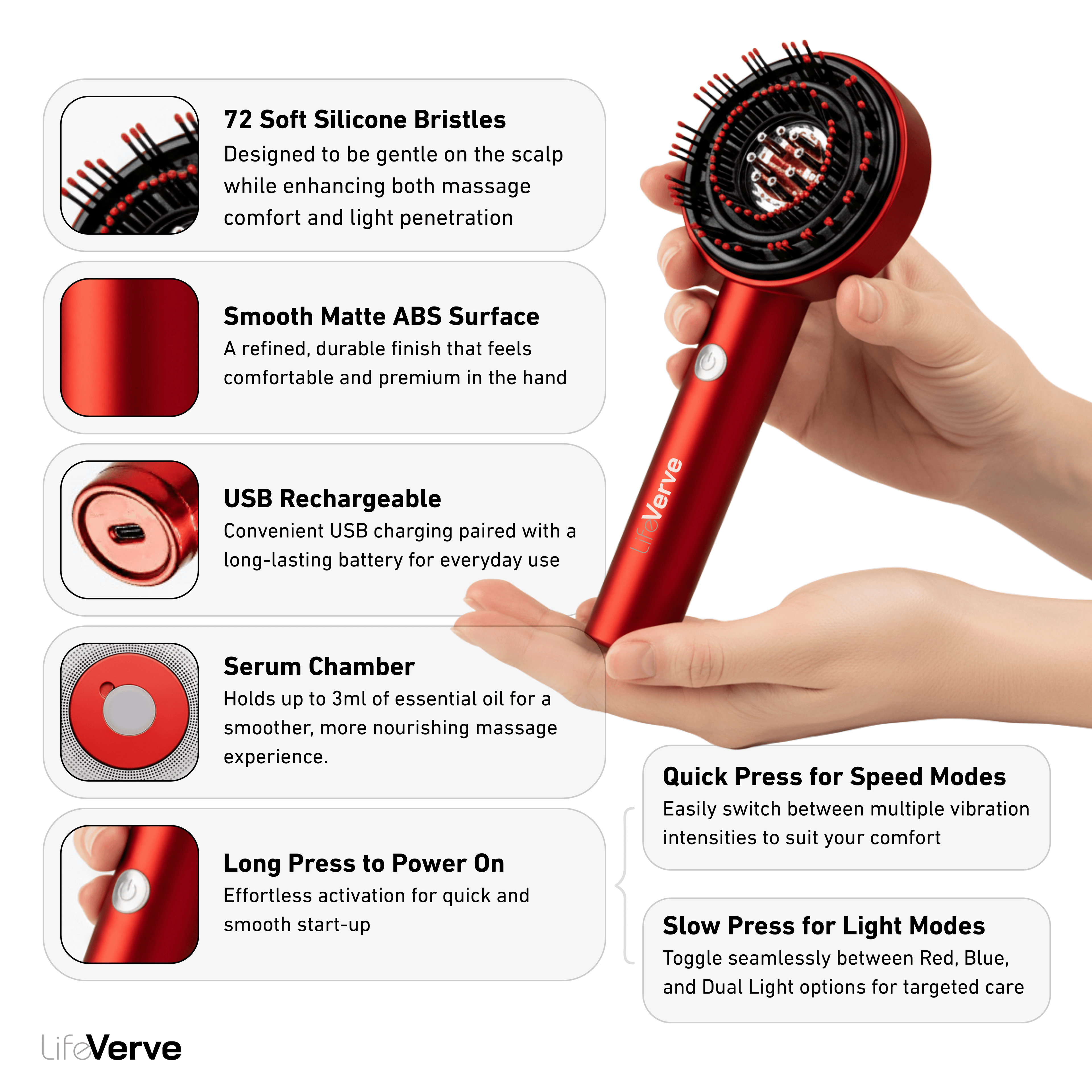 Red Light Therapy Scalp Massager